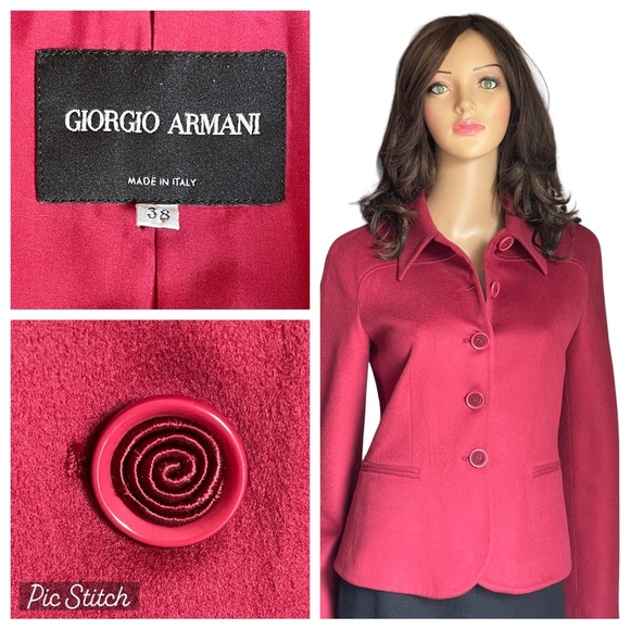 Giorgio Armani Jackets & Blazers - Giorgio Armani Jackets & Coats red blazer wool/ cashmere size EUR 38 (2) USA